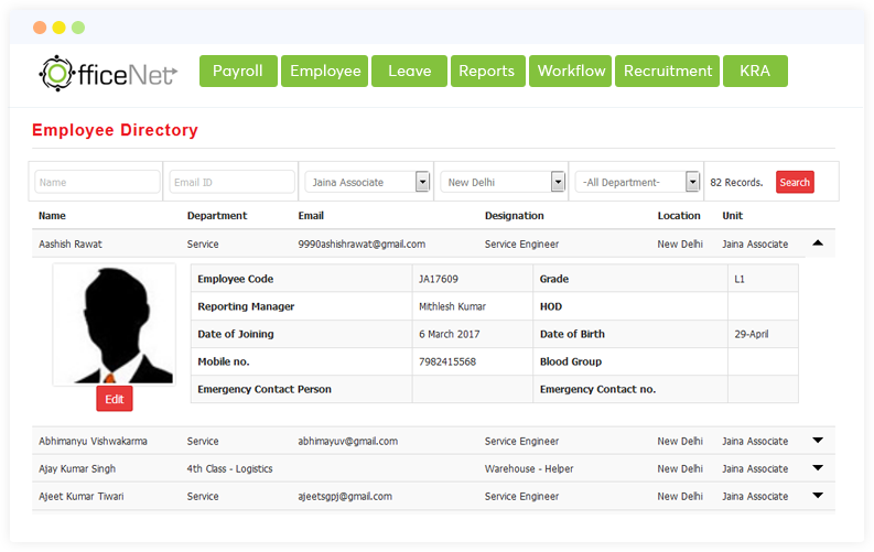 officenet HRMS employee directory